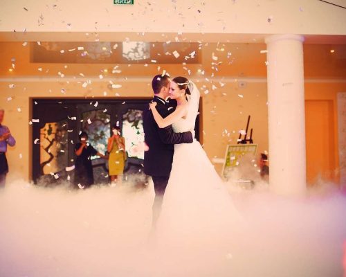 romantic dance by wedding couple