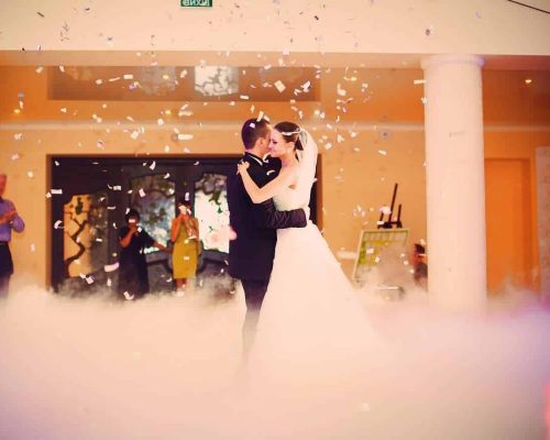 romantic dance by wedding couple